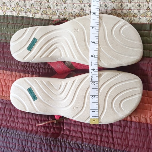 JOSEF SEIBEL* red size 39 slip on comfort side buckle rubber sole ladies sandals - Picture 9 of 15